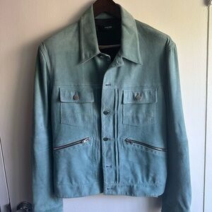 AMIRI Green Suede Trucker Jacket